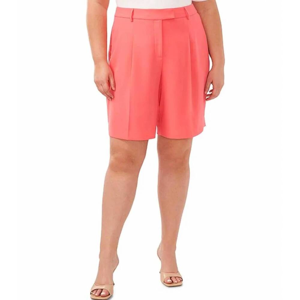 NEW CECE high waisted pleated dress bermuda shorts in coral